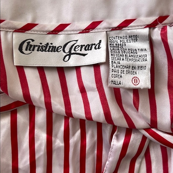 Christine Gerard Red and White Striped women's Shirt size 8 - Picture 2 of 3